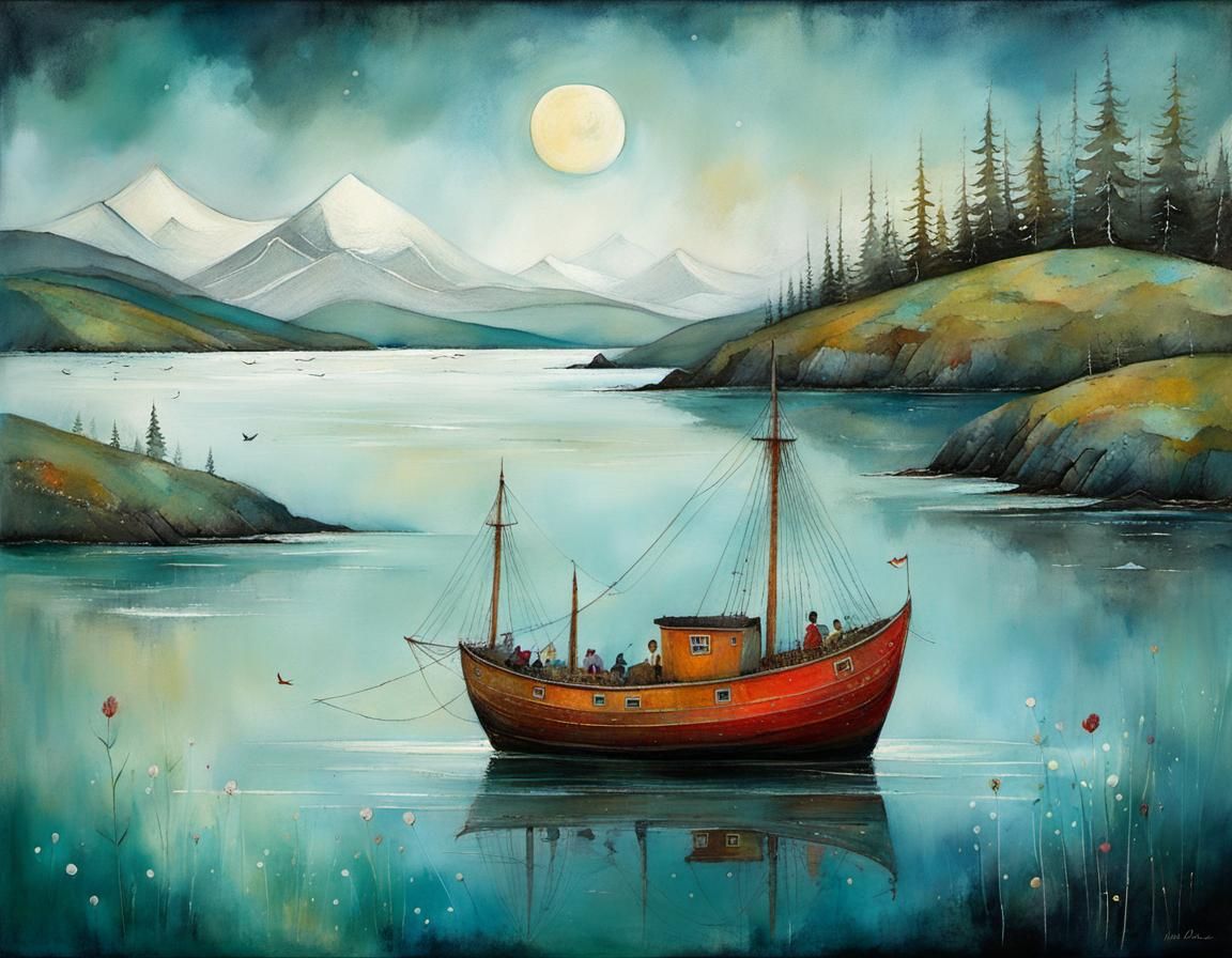 Whimsical Alaskan Seascape Illustration