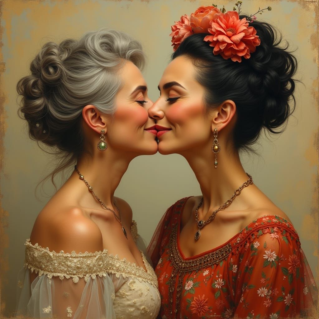 Intimate Moment Between Two Elegant Women
