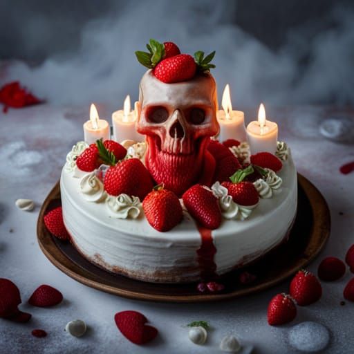 Hyperrealistic Viking Cake with Skulls and Cream