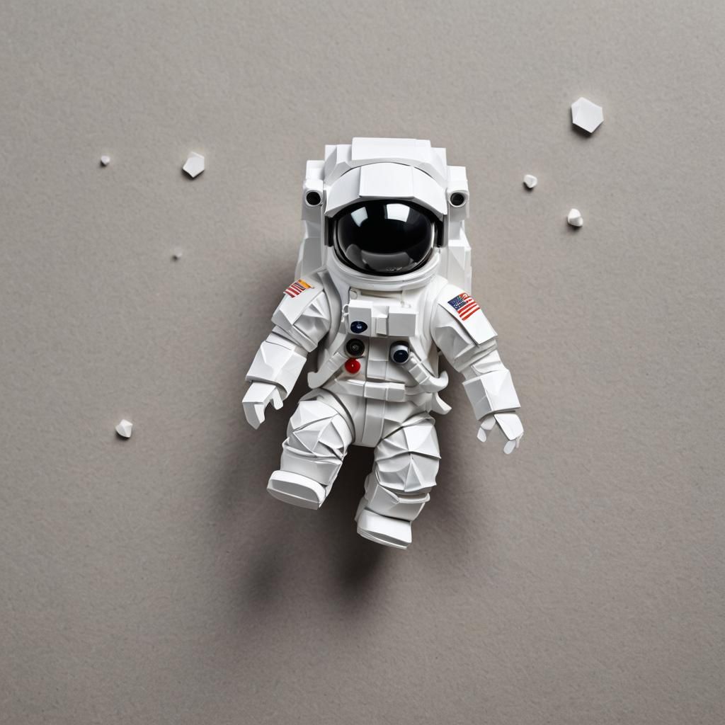 Cute Toy Astronaut in Origami Papercraft Style