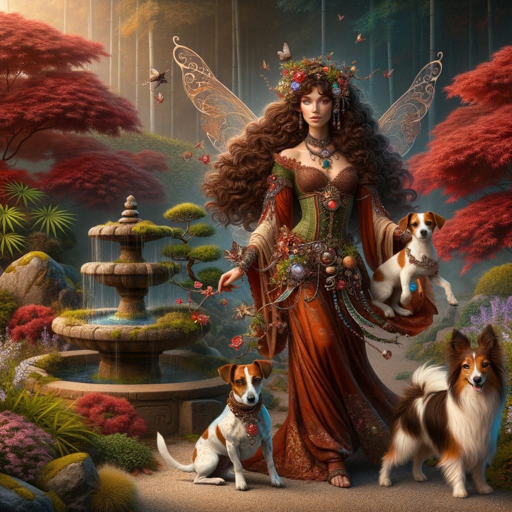 Enchanting Fairy in Zen Japanese Garden