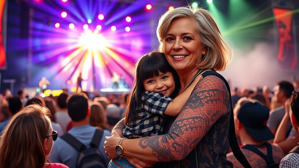 Grandmother and Granddaughter at Rock Festival