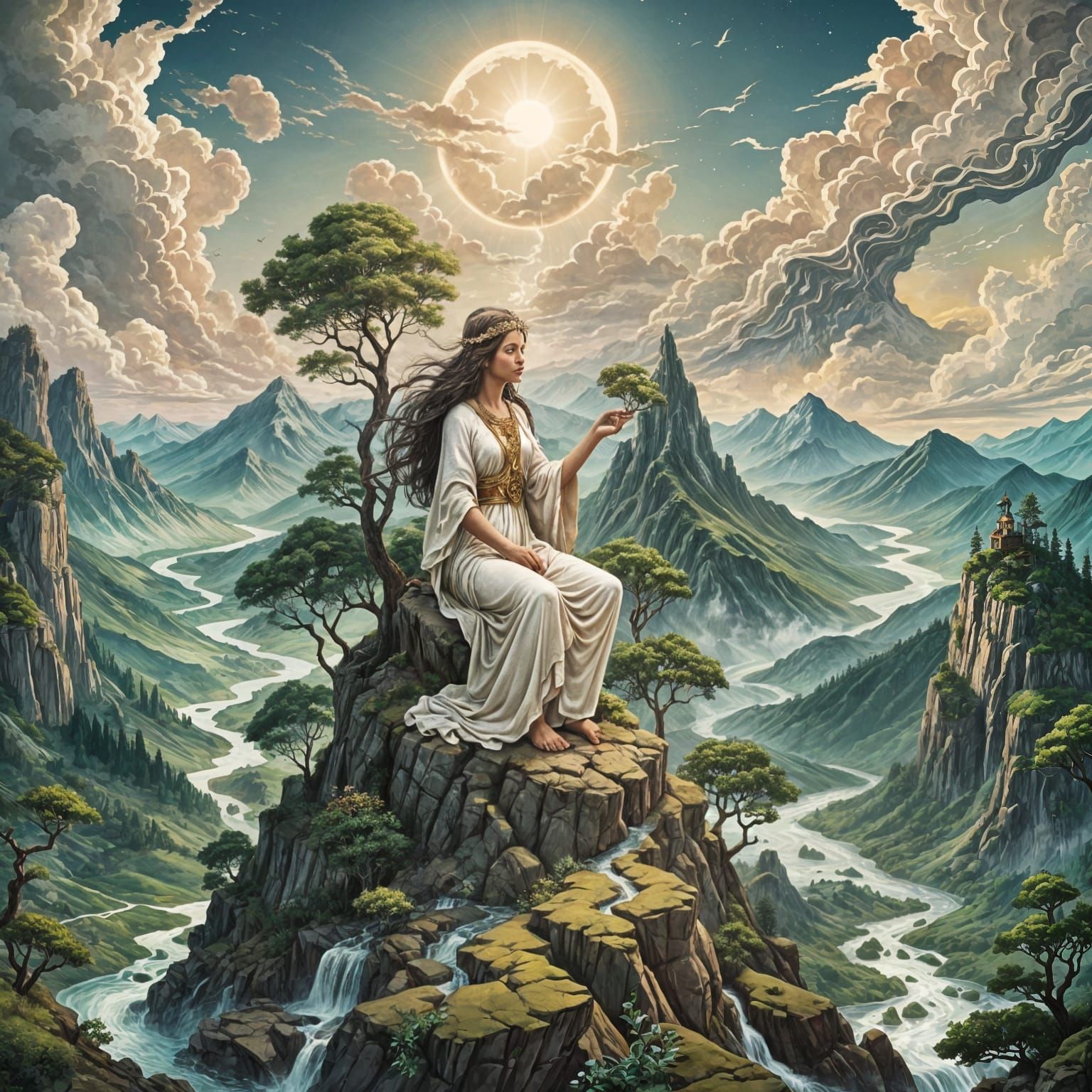 Goddess Creates World on Mountain Top