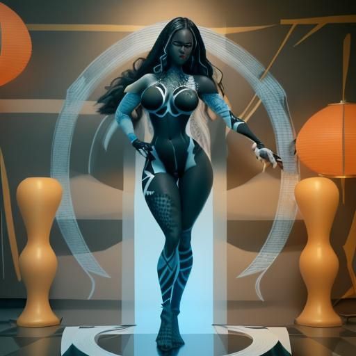 Checkerboard Portrait in Pastel Line Art Style