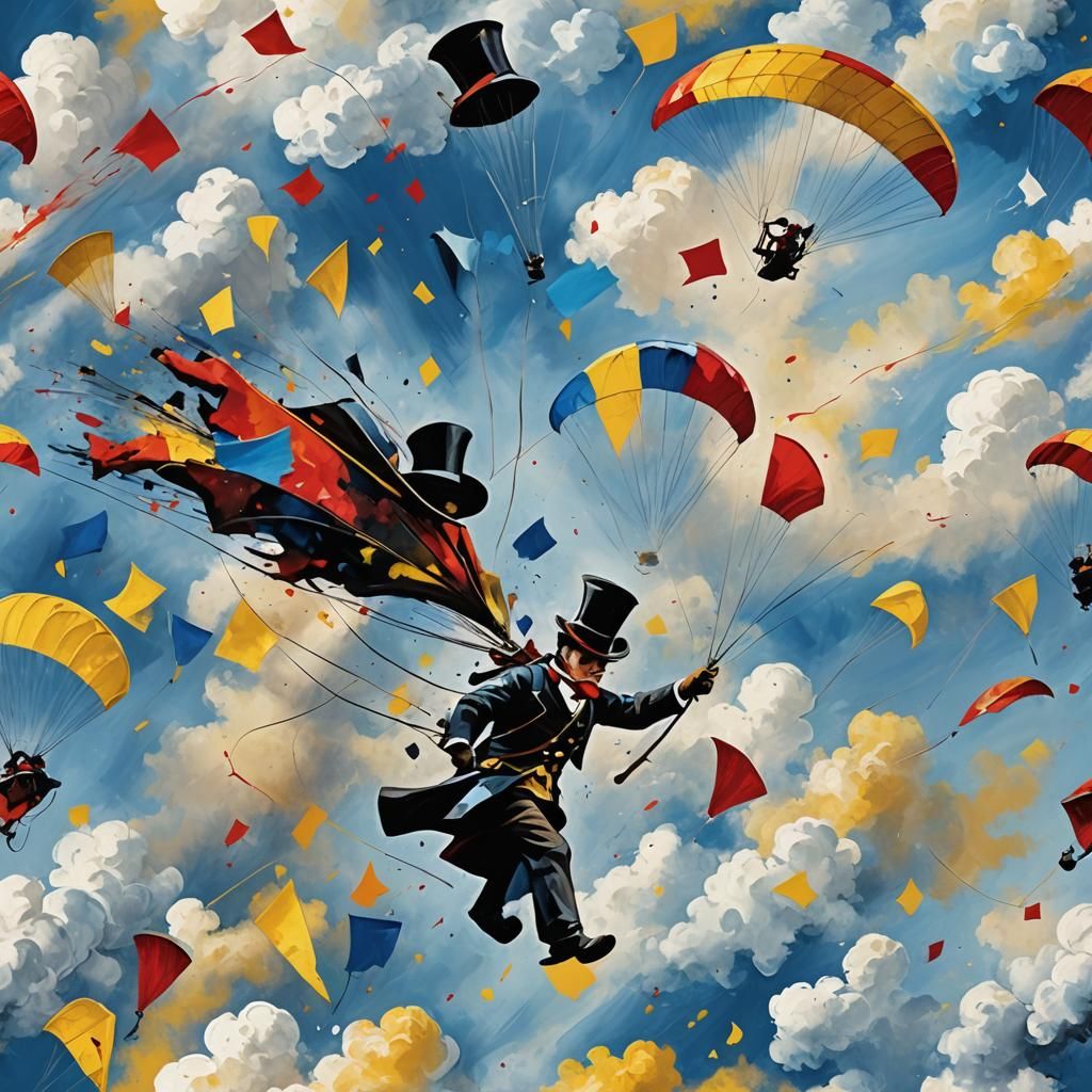 Chimneysweep Paragliding in Abstract Expressionism Style