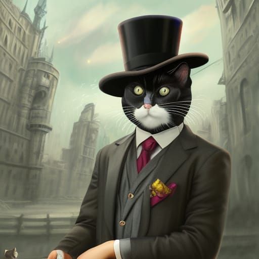 Cat in Business Suit: Detailed Digital Painting