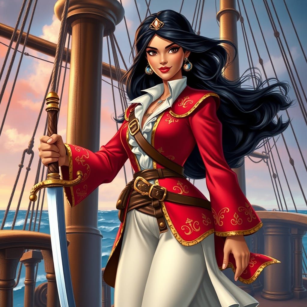 Disney Princess Pirate Captain in Swashbuckling Style
