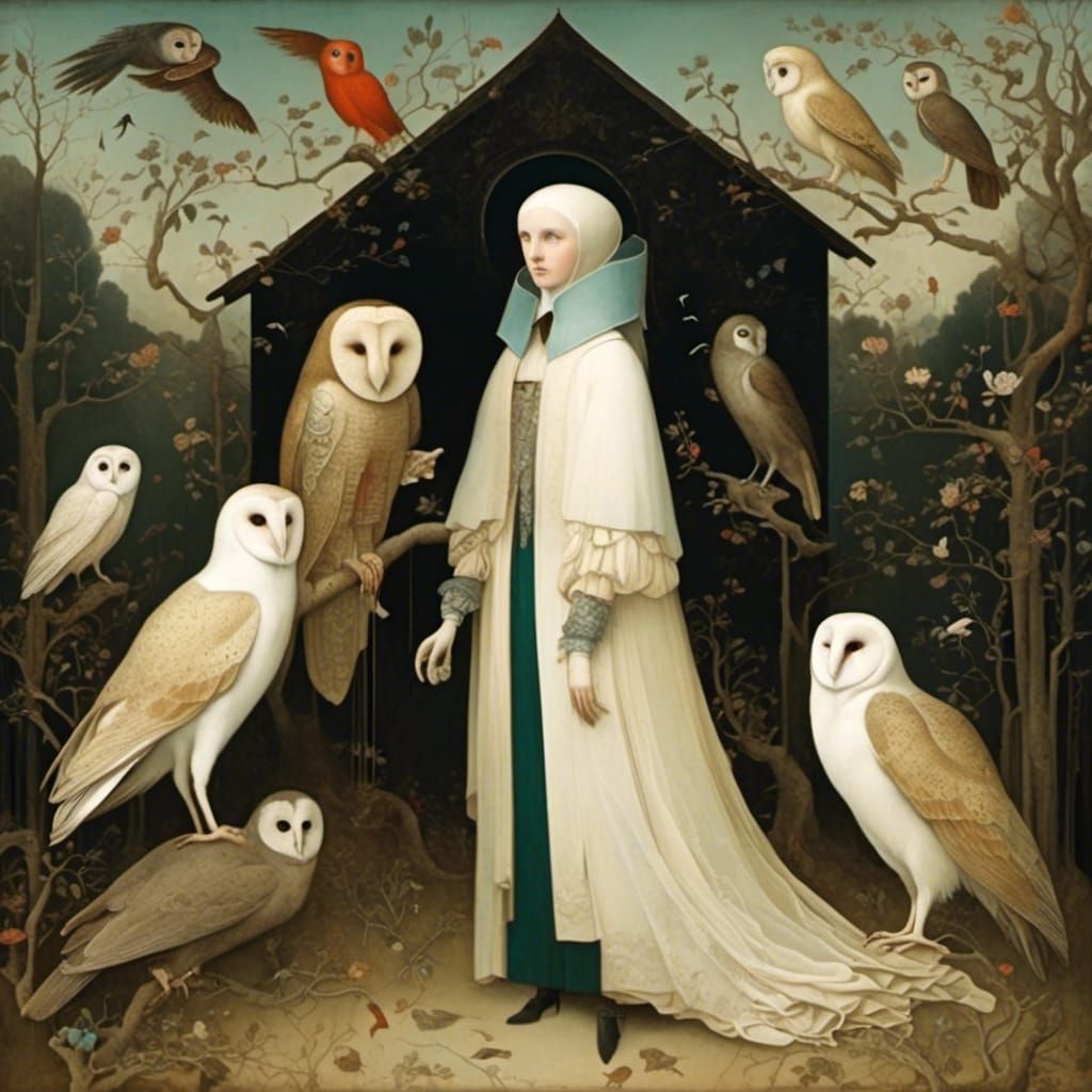 A woman and her owls.