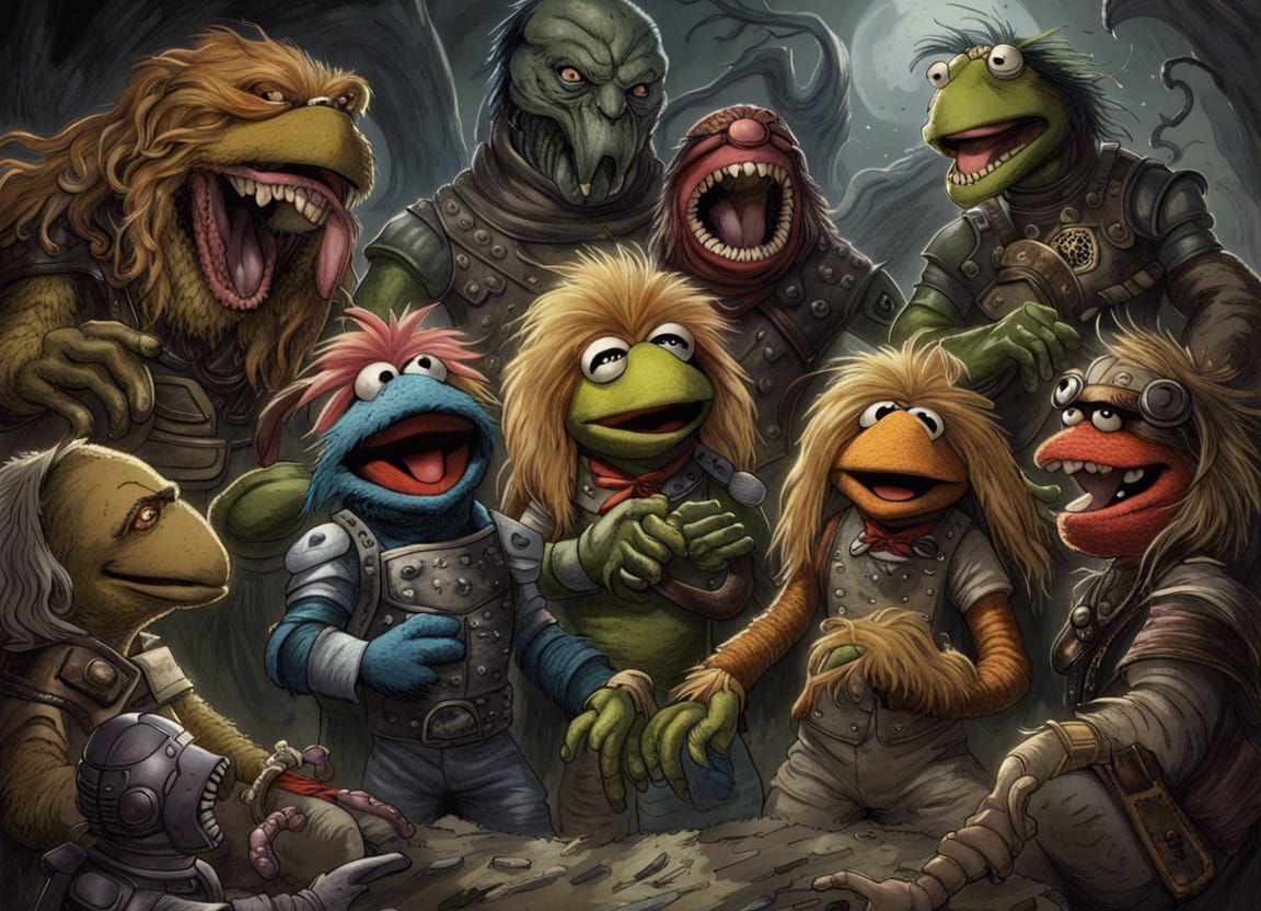 Muppets Vs Aliens Vs Predator: Horror Illustration