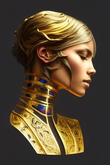 Gold and Opal Hand Sculpture Portrait