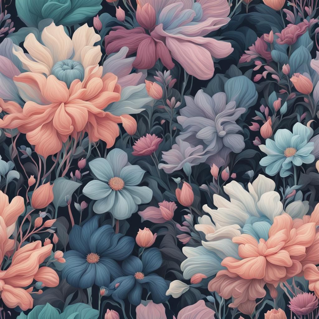 Pastel Floral Pattern in Detailed Matte Style