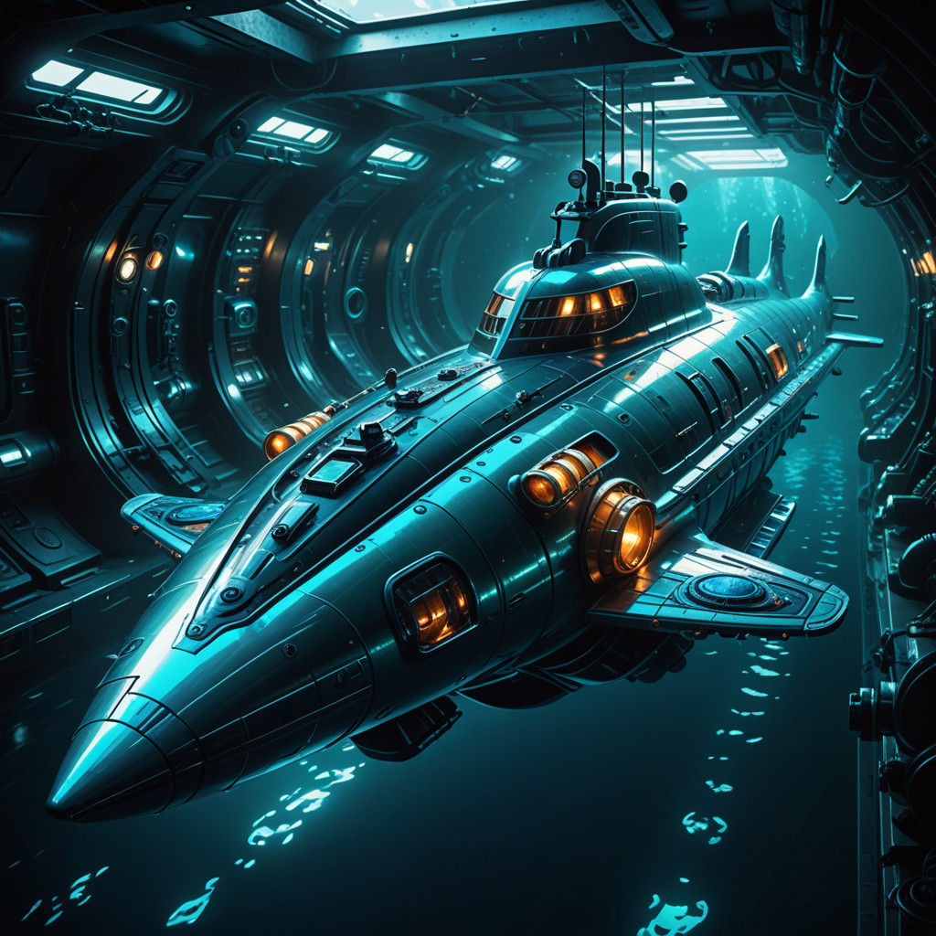 Retro-Futuristic Avian Submarine Crashes Through the Deep