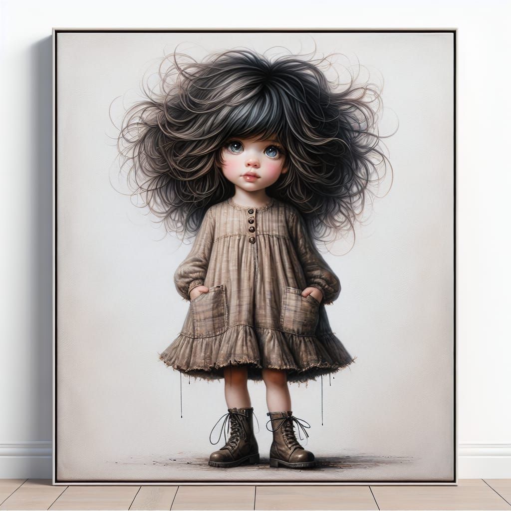 Charming Oil Painting of a Whimsical Child