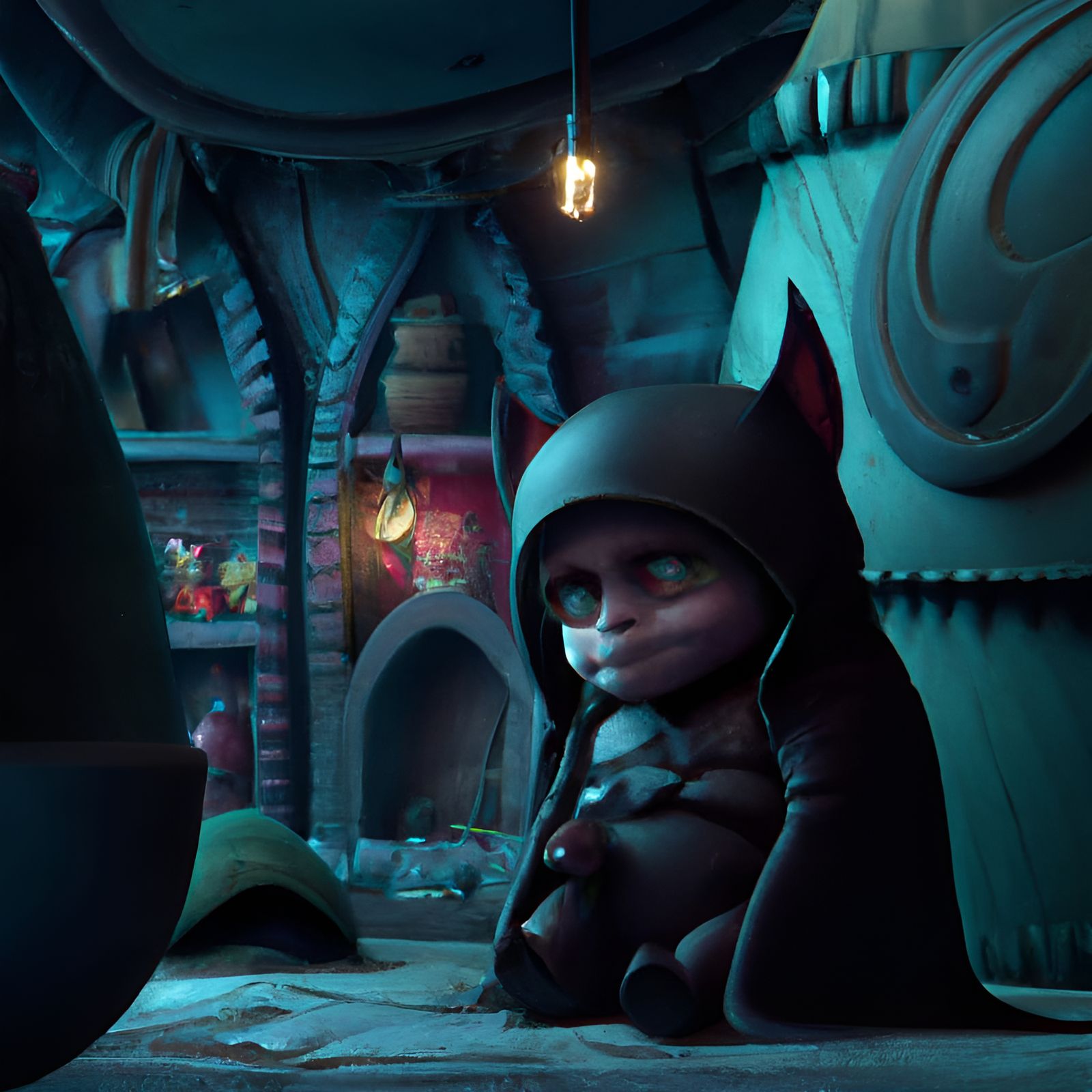Adorable Chibi Batman in Detailed 3D Batcave