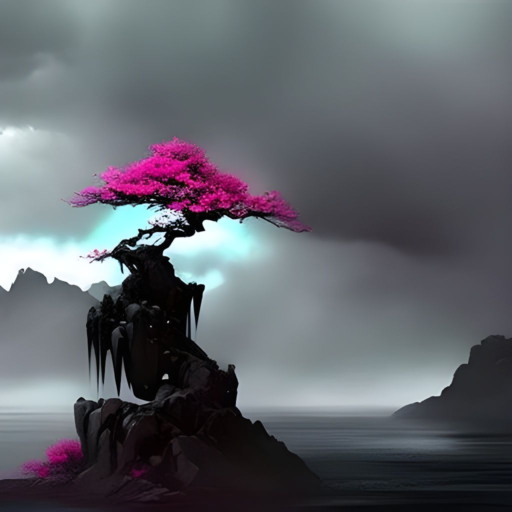 Weeping Cherry Blossom Bonsai Digital Painting