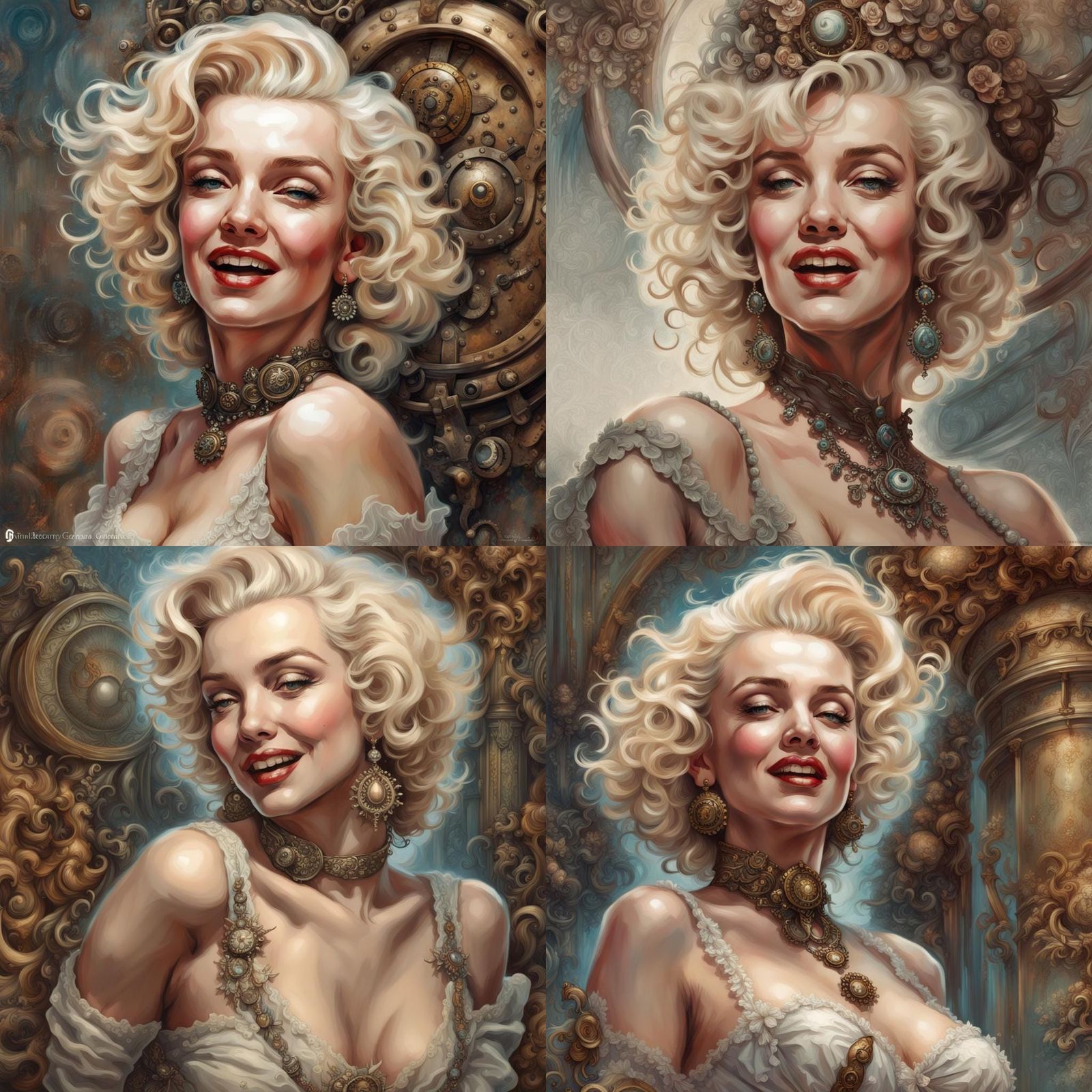 Marilyn Monroe: Hyperrealistic Rococo Portrait in Steampunk ...