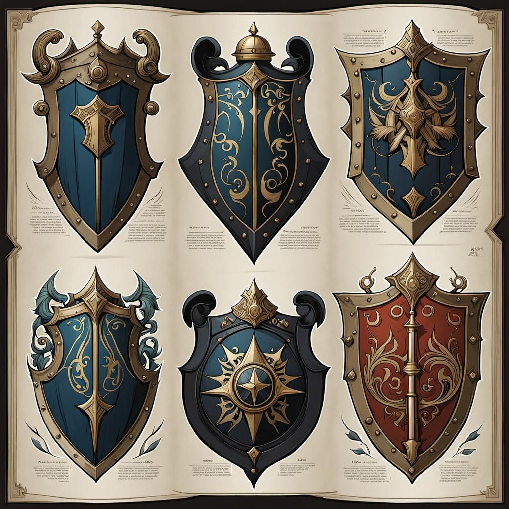 Fantasy Knight Shields with Magical Properties