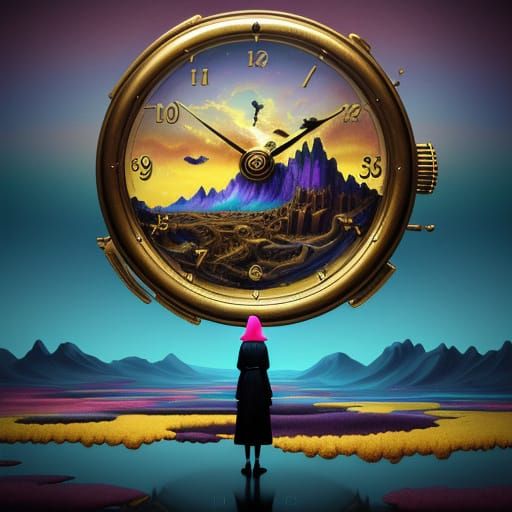 Woman in Dreamlike Surrealist Landscape as Digital Art