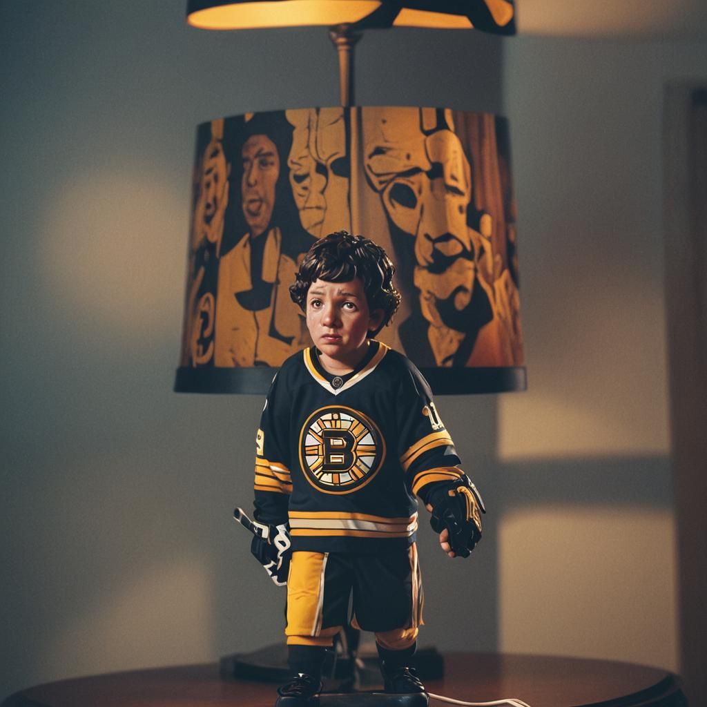 Adam Sandler Lamp with Bruins Jersey, Cinematic Still