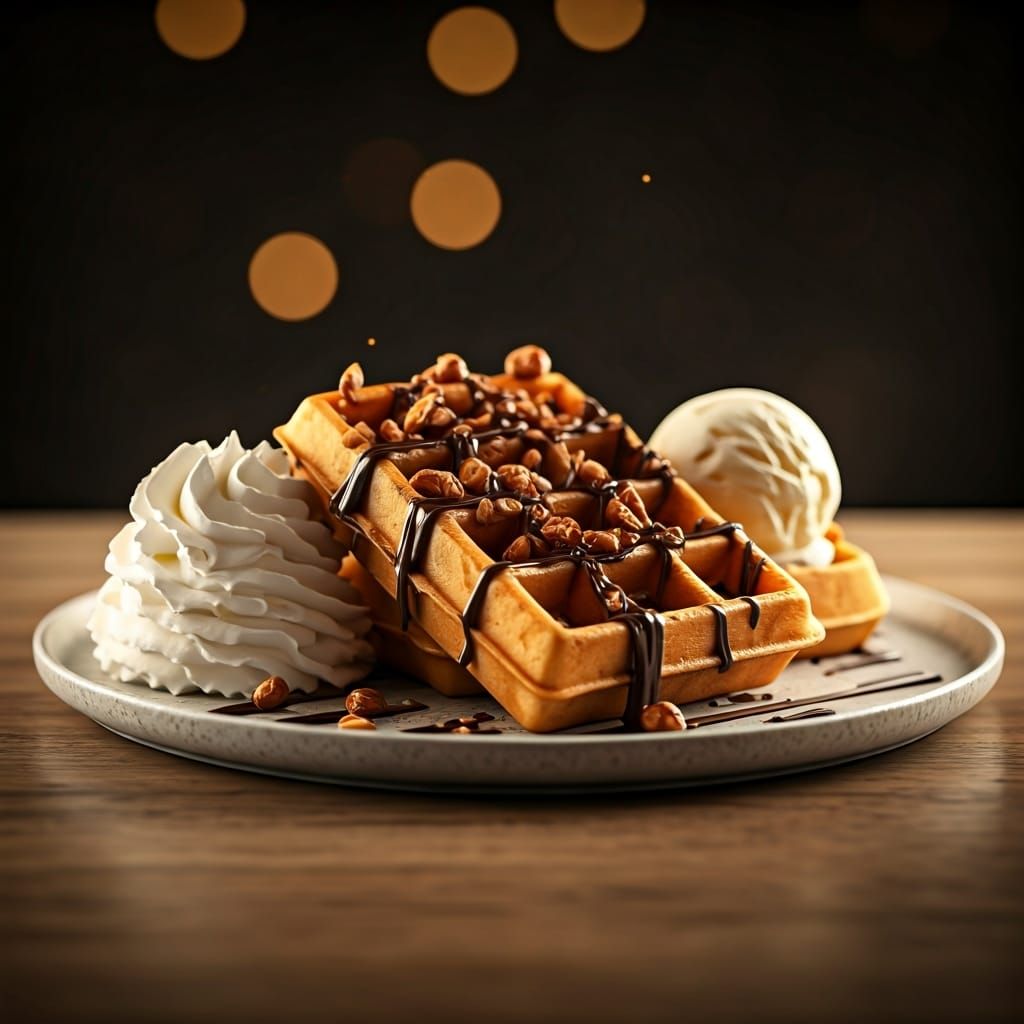 Hyper-Realistic Food Photography: Belgian Waffle Delight