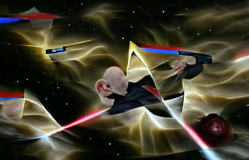 Star Trek Laser Battle: Surreal Geometric Ink Drawing