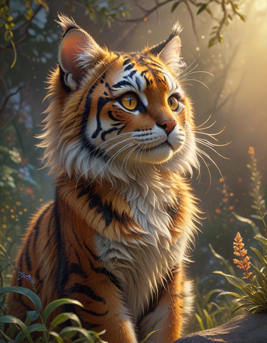 Adorable Tiger Cat in Dreamy Fantasy Art Style