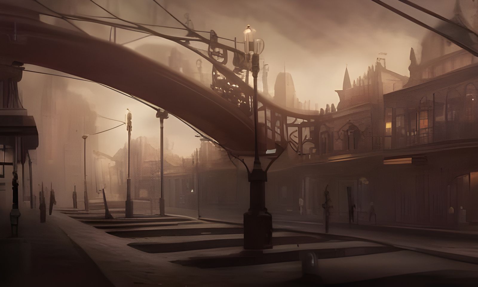 Steampunk Valley Central Street: Digital Matte Painting