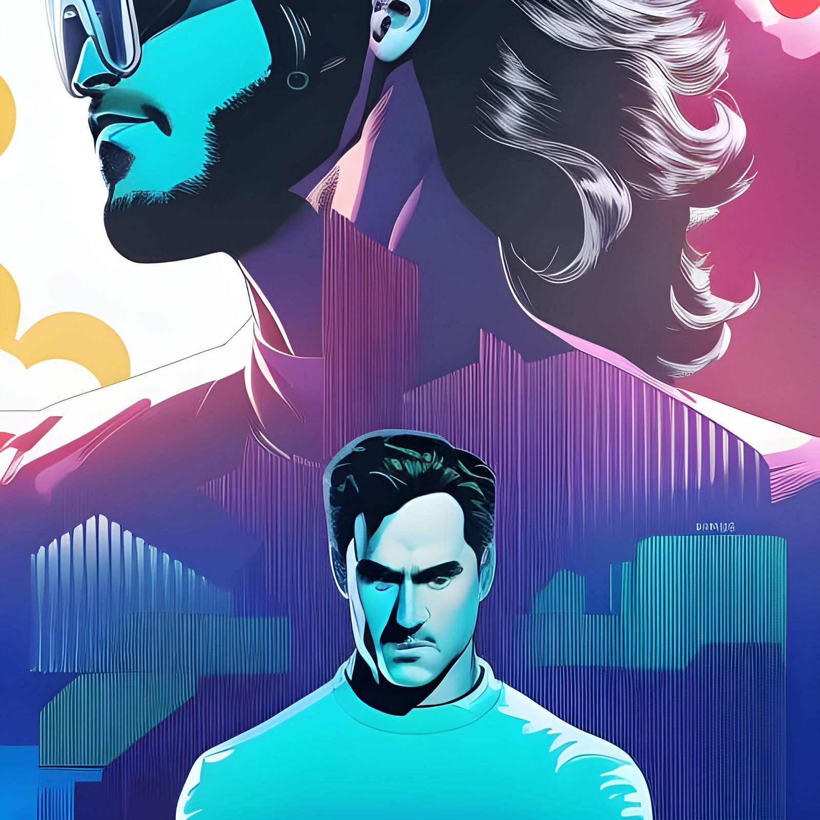 Tom Hanks as Superman in Retrowave Style