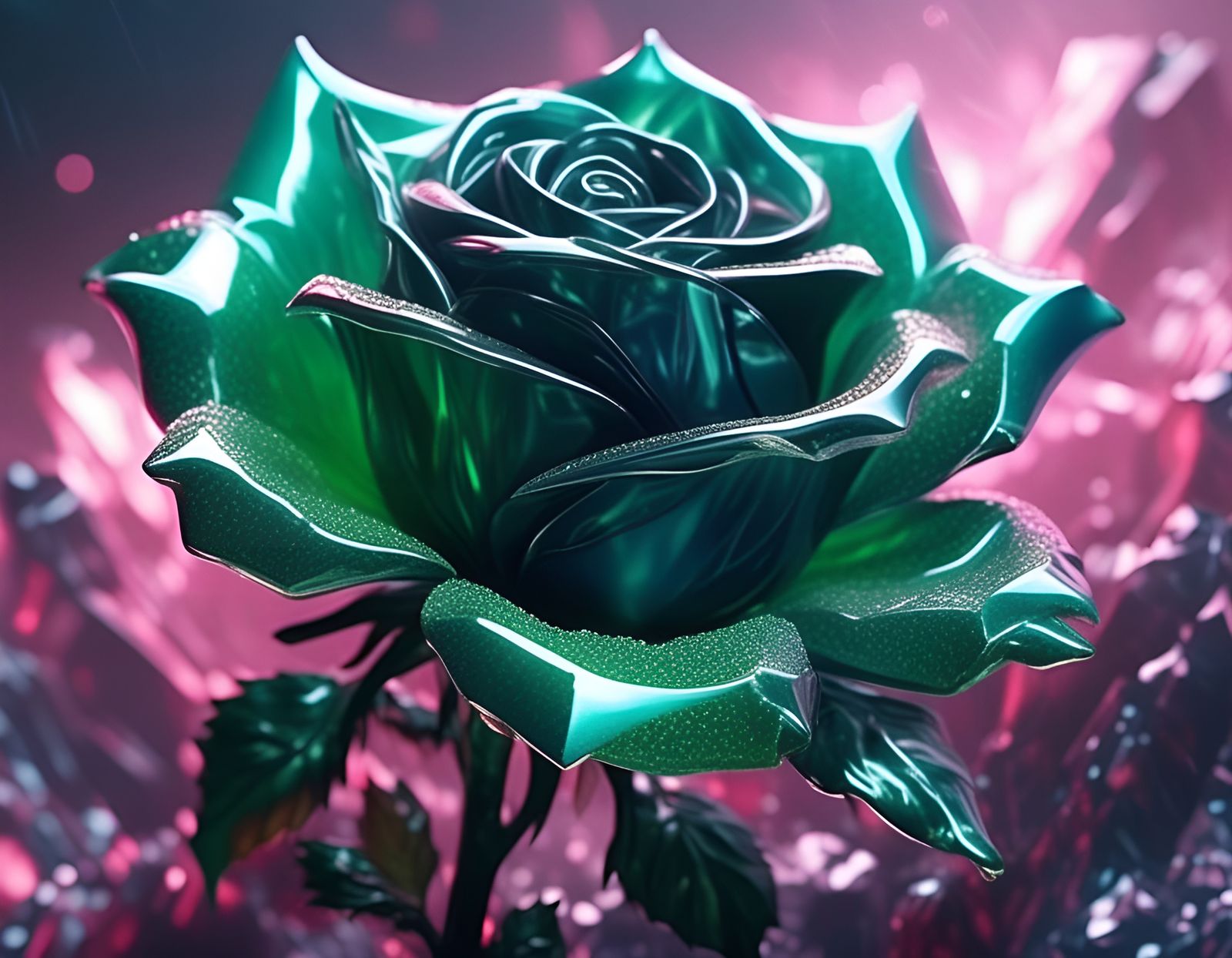 Emerald Green Crystal Rose Macro Shot