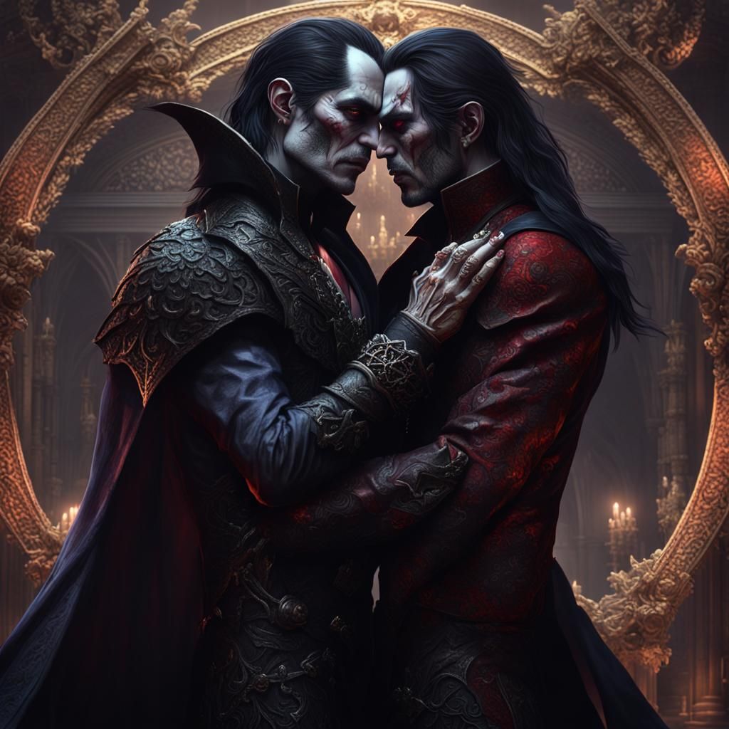 Vampire's Dark Embrace: A Hyperdetailed Fantasy Art