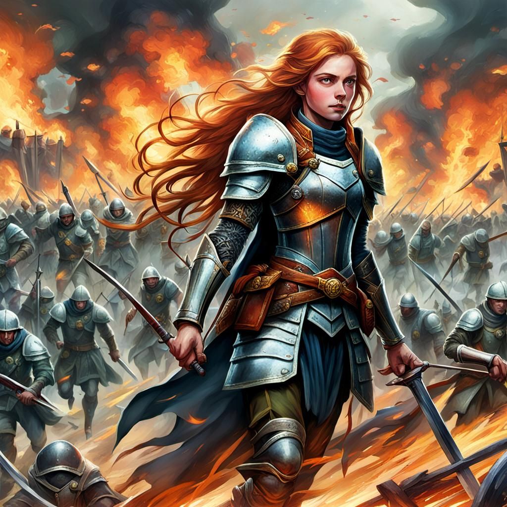 Figure Moves Towards Burning Battlefield