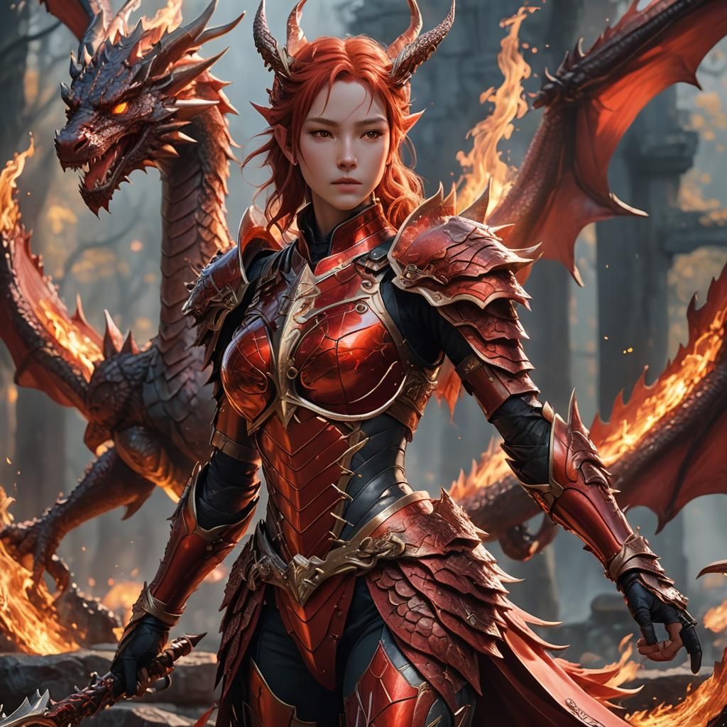 A beautiful fire dragon queen