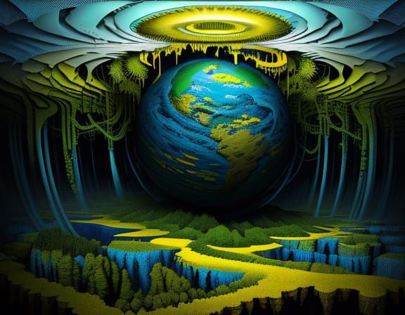 Surreal Intricate Landscape with Deep Shadows