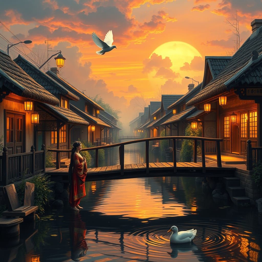 A Peaceful Village at Golden Hour