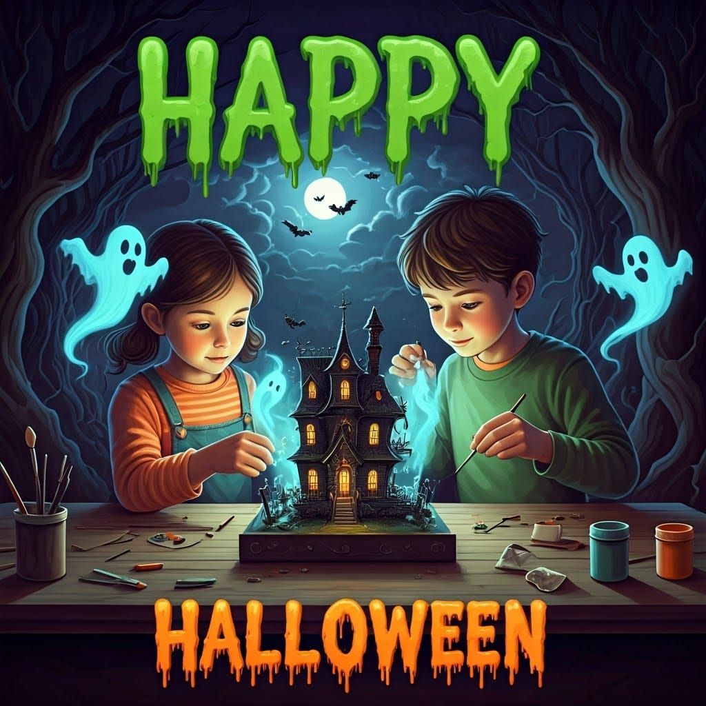 Happy Halloween: Kids Building a Haunted House Diorama