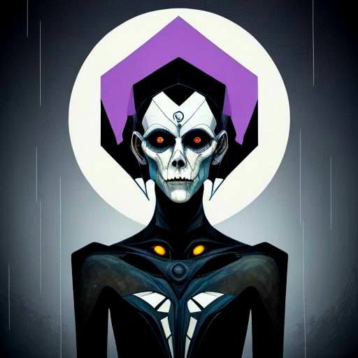 Creepy Female Wraith over Foggy Pond, Cubist Style