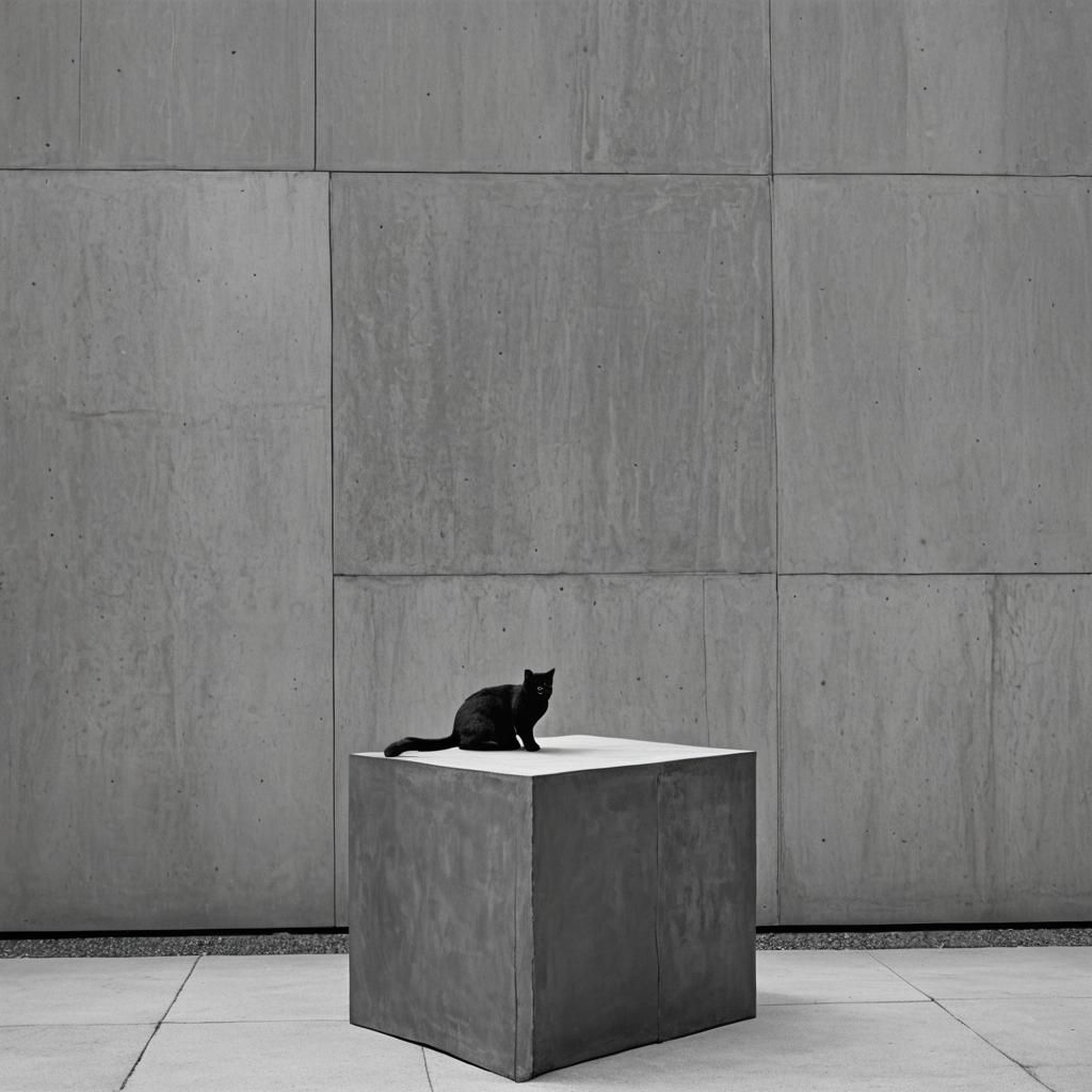 Stone Sculpture with Cat