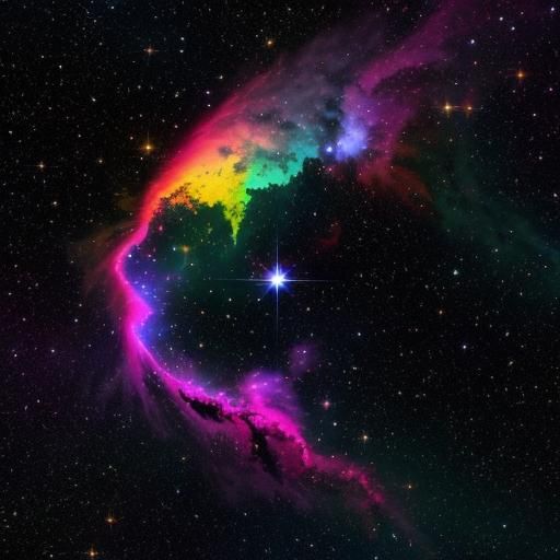 Glowing Neon Nebula in Space