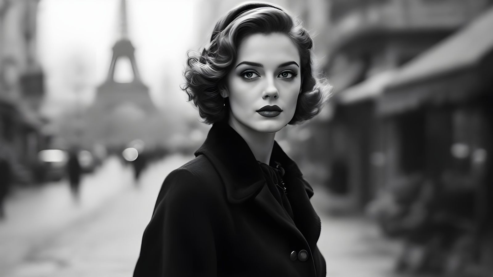 Nostalgic Portrait of Woman in 1940s Paris