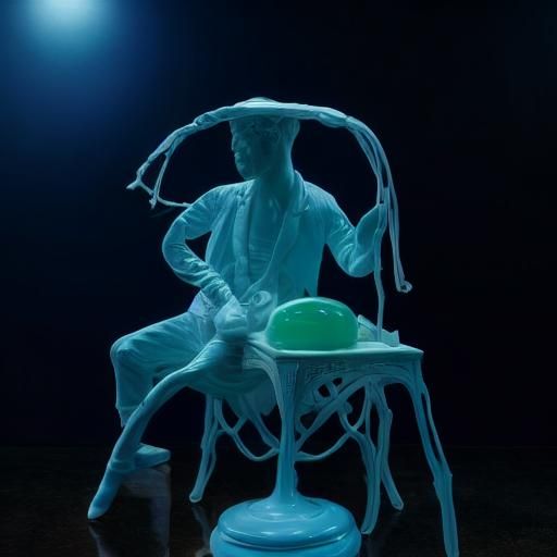 Porcelain Computer Scientist Sculpture in Conceptual Style