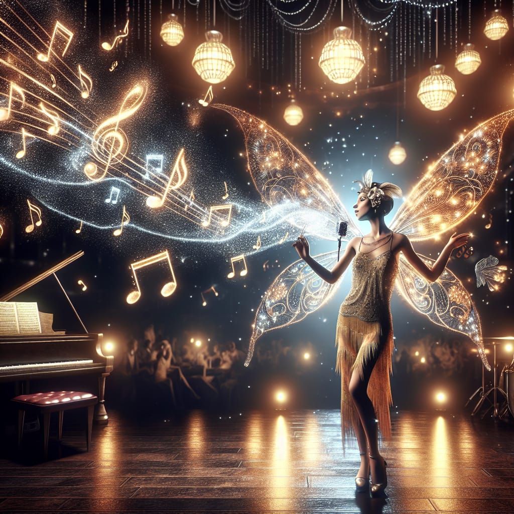 Hispanic Fairy Jazz Singer in 1920s Nightclub