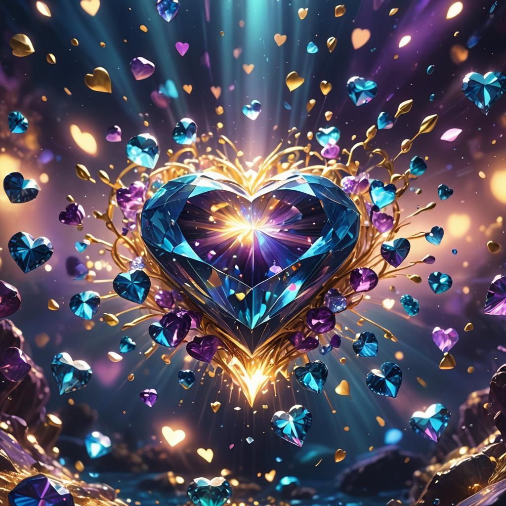 Blue Diamond Radiating Light Underwater: Fantasy Concept Art