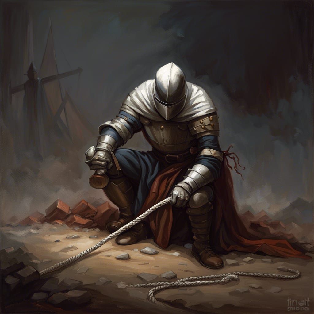 Sinister Knight Kneeling, Historical Art Style