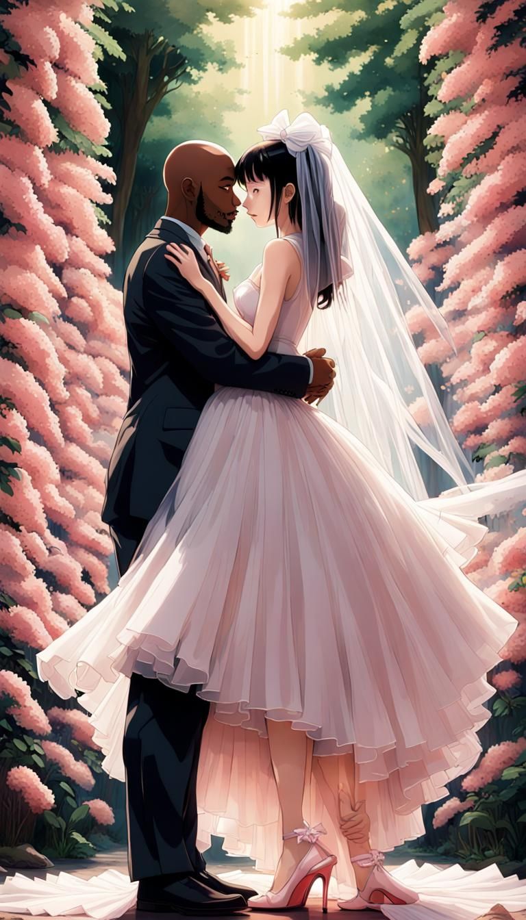 Romantic Wedding Photo in Anime Key Visual Style