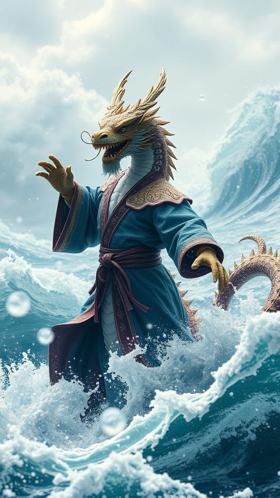 Epic Water Dragon Conquers Turbulent Aquatic Storm
