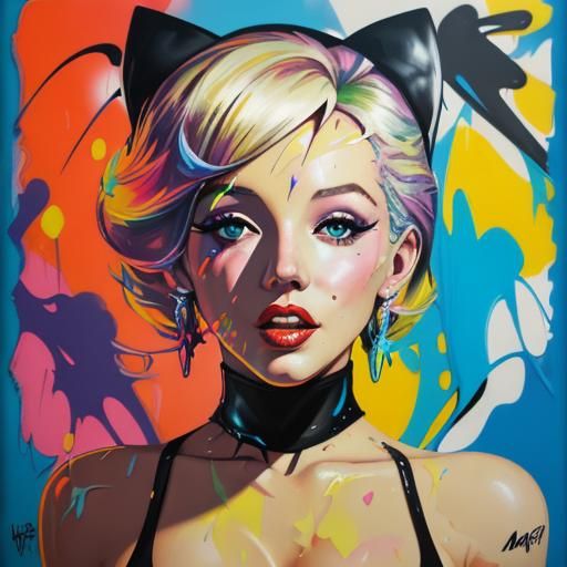 Polychromatic Graffiti Art of an Icon