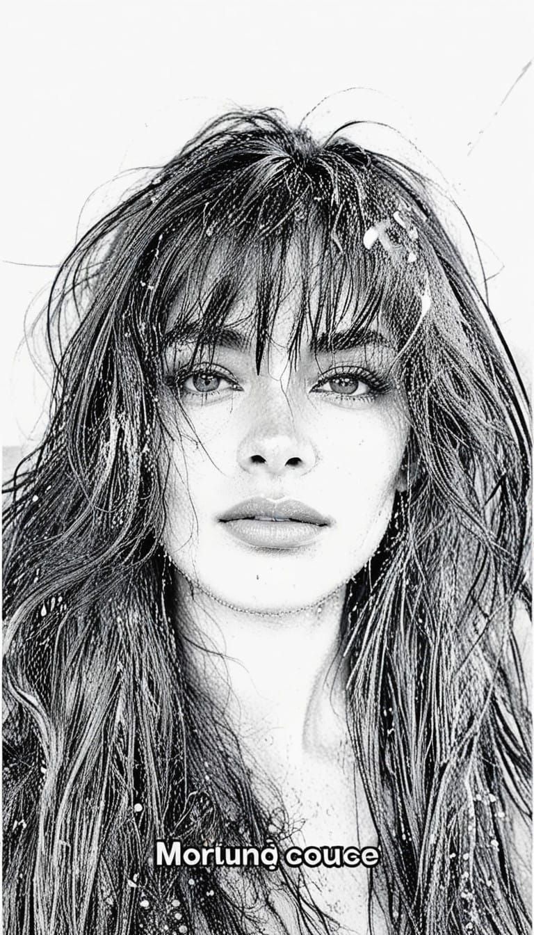 Sultry Indian Beauty in Black Bikini, Rainy Glamour, Hyper-R...