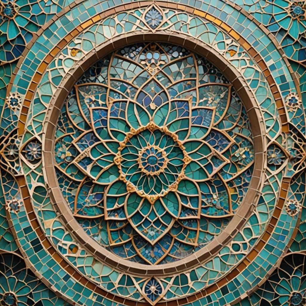 Luxurious Byzantine-Inspired Mosaic in Turquoise, Gold, and ...