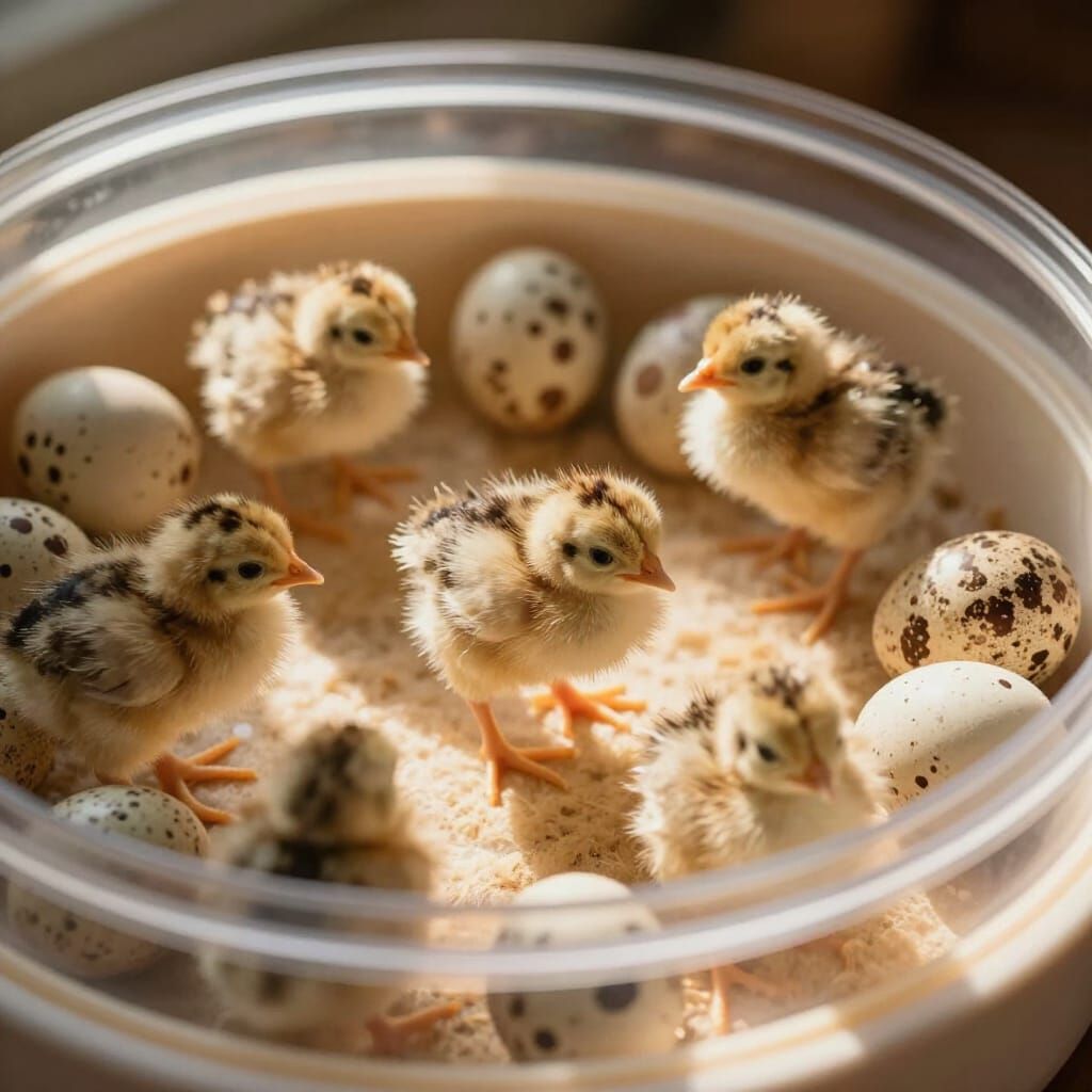 Adorable Baby Quail Hatching in Incubator