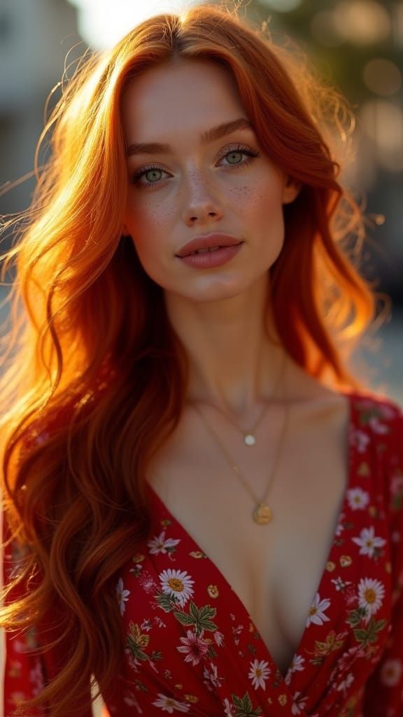Radiant Redhead Portrait with Cinematic Realism